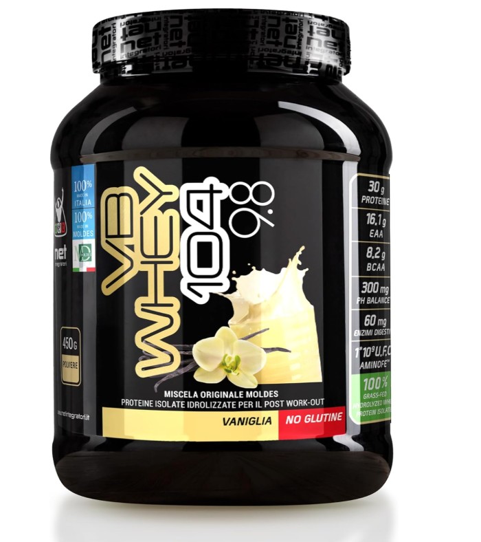 NET VB WHEY 104 9.8 Optipep - Proteine Isolate Idrolizzate , 450g Vaniglia